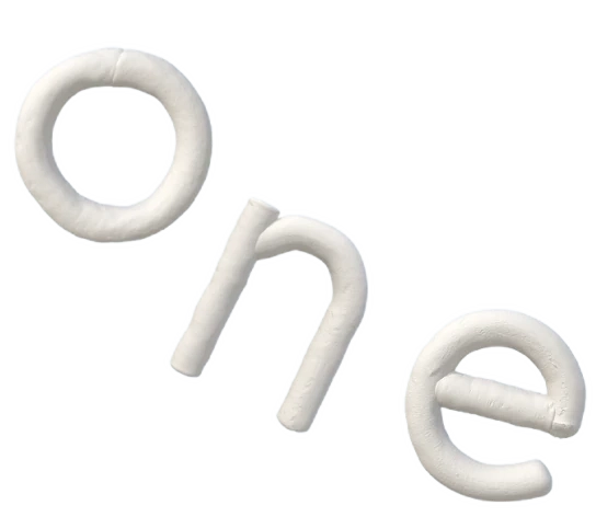 “one” clay letters