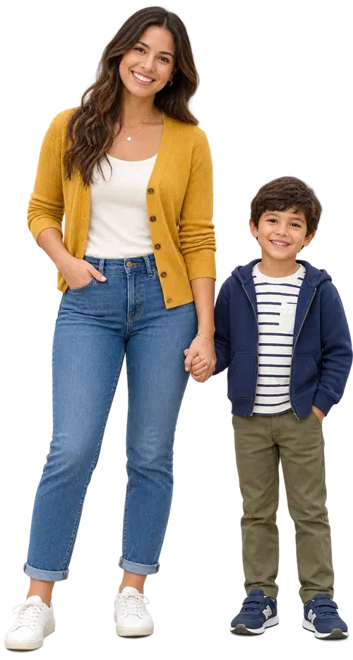 A parent holding hands with their child