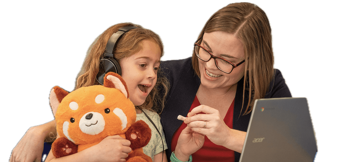 A parent and child reading together at home with BrainScience Works materials